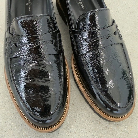 Paul Green Natasha LF Black Crinkled Patent Leather Loafers - Size 7.5 - Picture 5 of 9